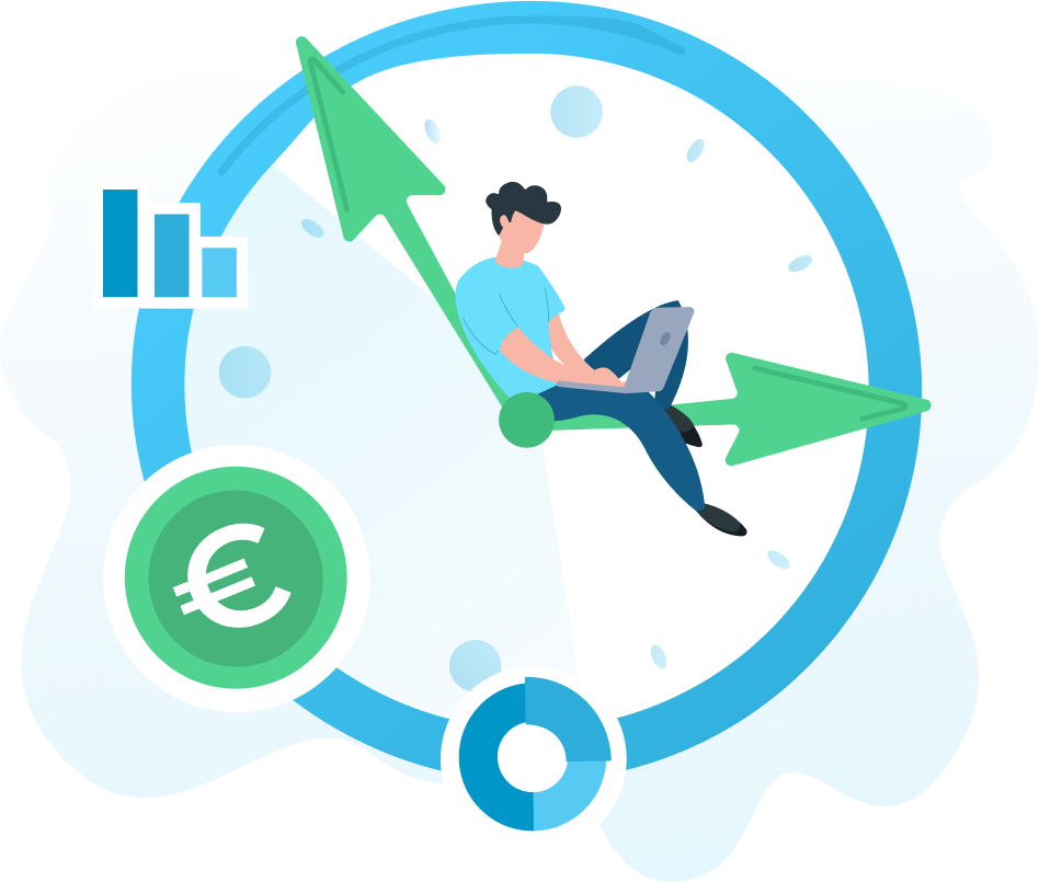 A person is saving time by using eSignature platform and focusing on finance business.